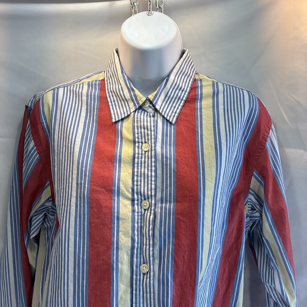 VTG Talbots Old Money Vertical Striped Button Blouse Size Large Momcore 40 In. - Picture 9 of 16
